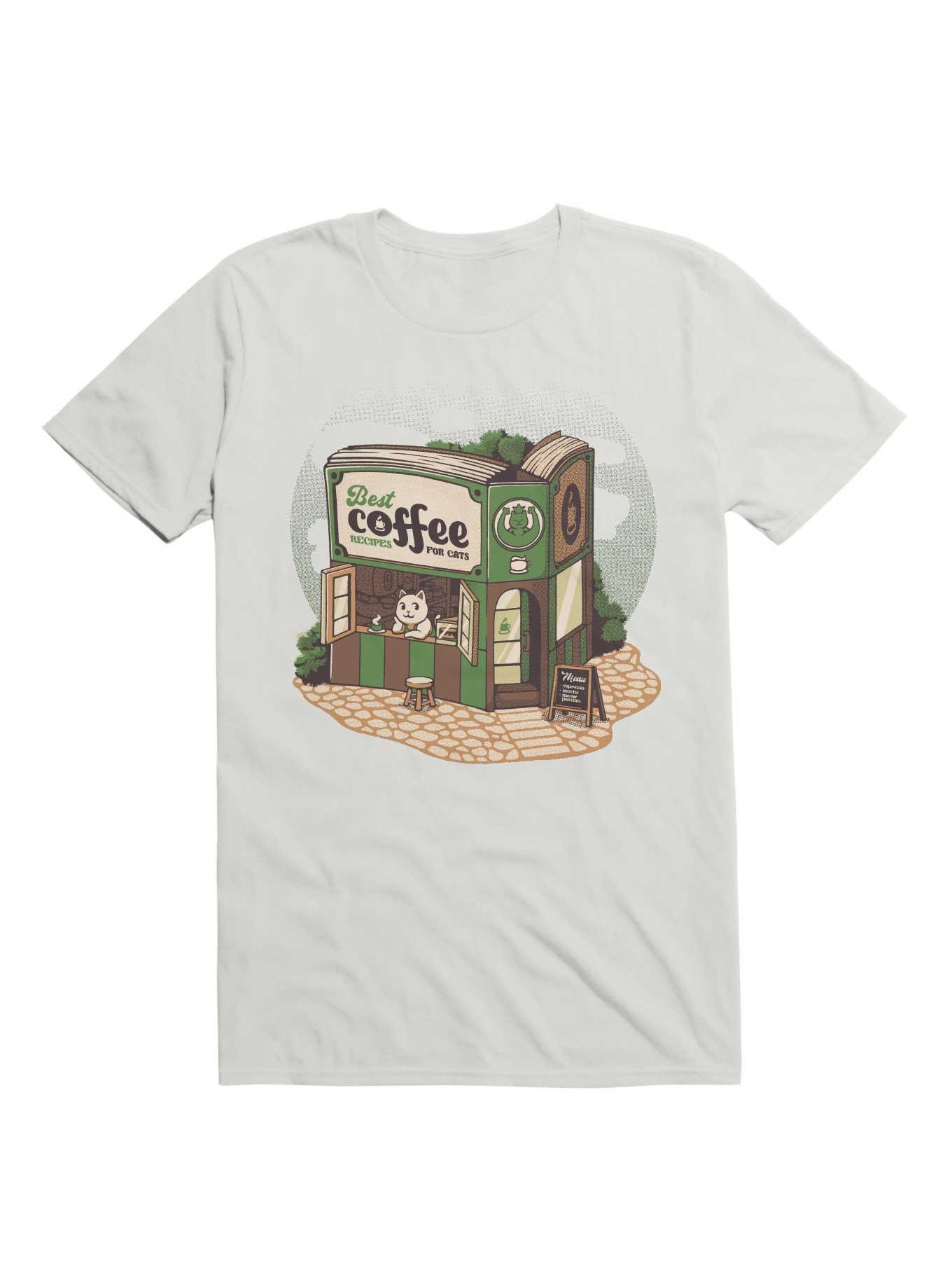 Coffeeshop Cats Bookstore T-Shirt, WHITE, hi-res