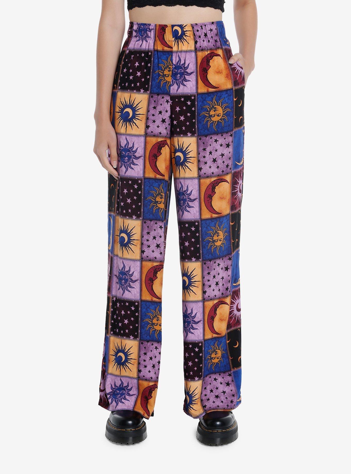 Planets & Stars Patchwork Print Girls Lounge Pants, MULTI, hi-res