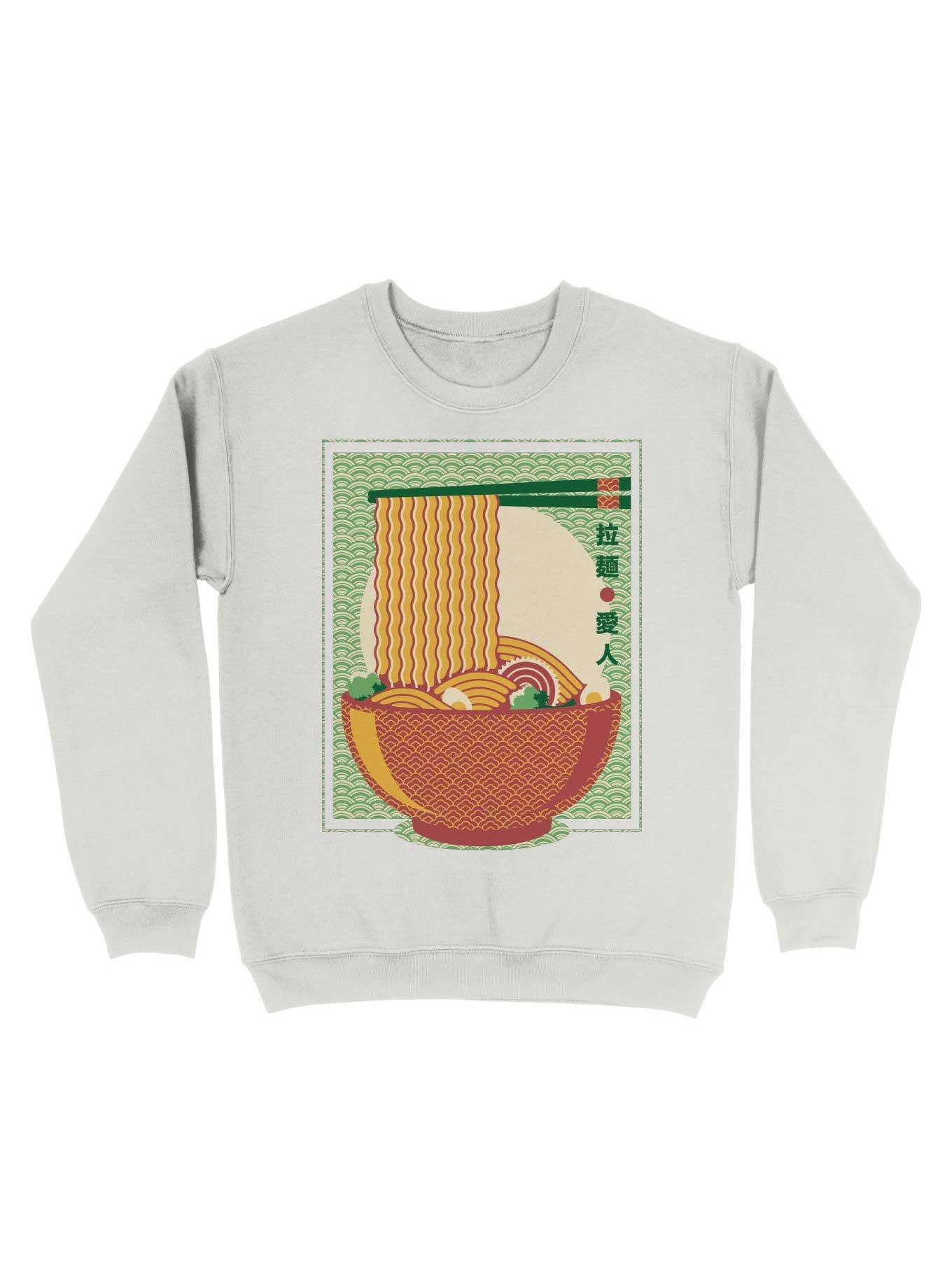 Minimalism Ramen Noodles Traditional Japanese Pattern Sweatshirt, WHITE, hi-res