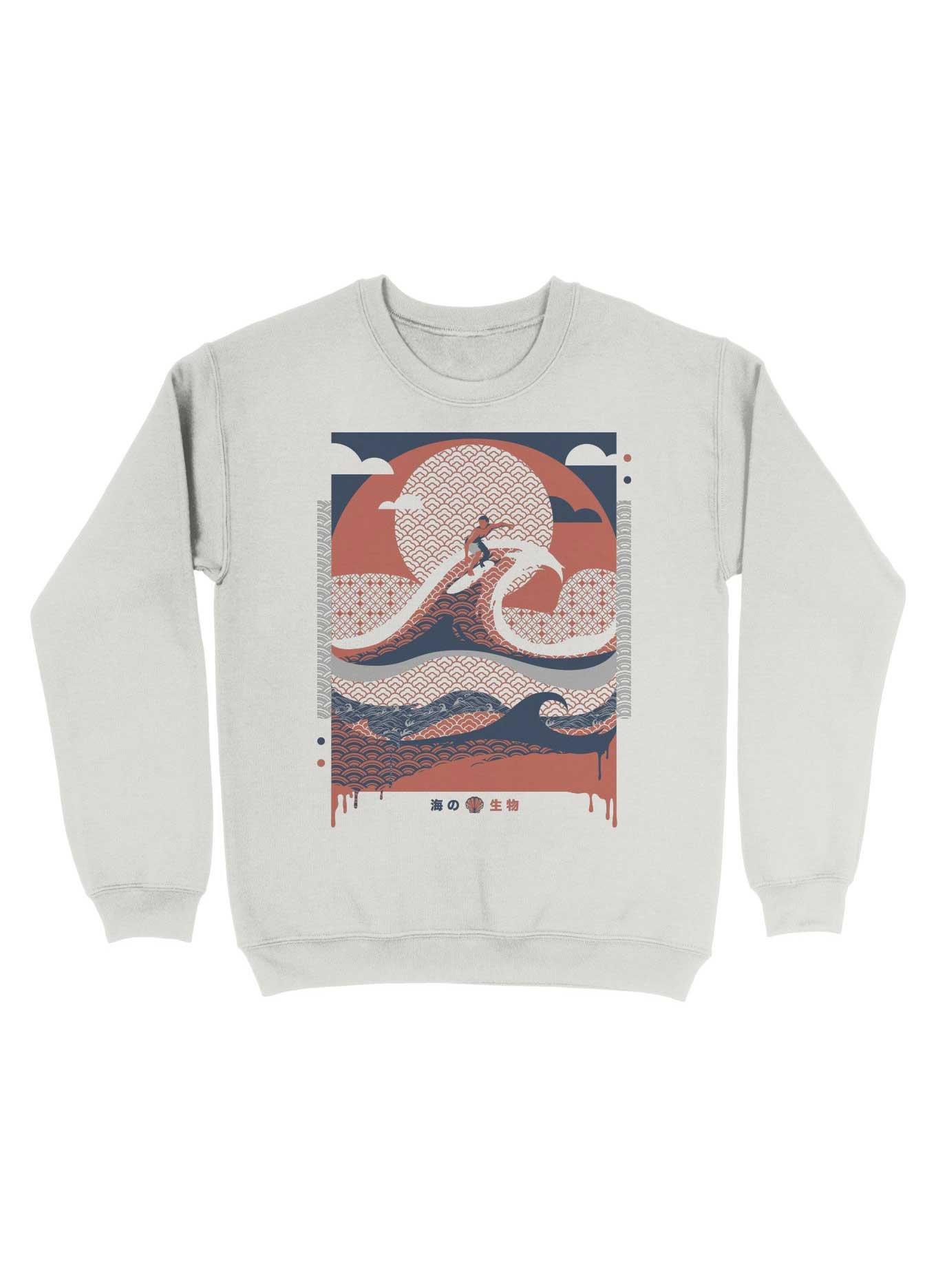 Surfer in The Waves Beach View Sweatshirt, WHITE, hi-res