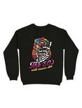 80s Will Never Die Skeleton Cube Vintage Sweatshirt, BLACK, hi-res