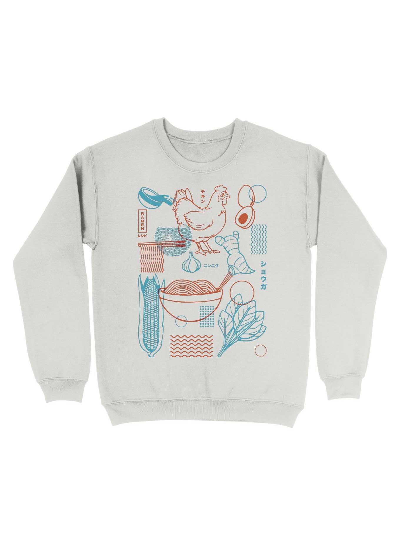 Ramen Recipe Japanese Design Sweatshirt, WHITE, hi-res