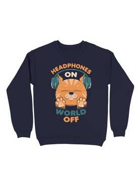 Music Cat Headphones On World Off Sweatshirt, , hi-res