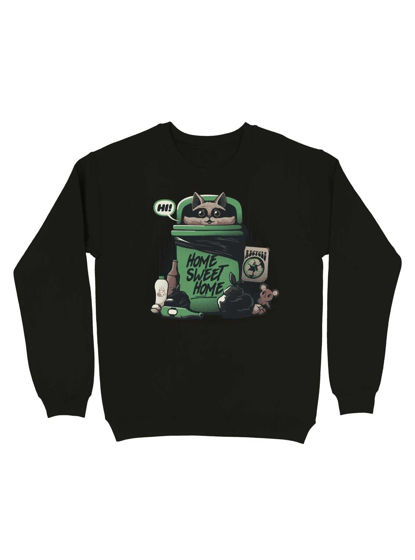 Home Sweet Home Garbage Raccoon Sweatshirt, BLACK, hi-res