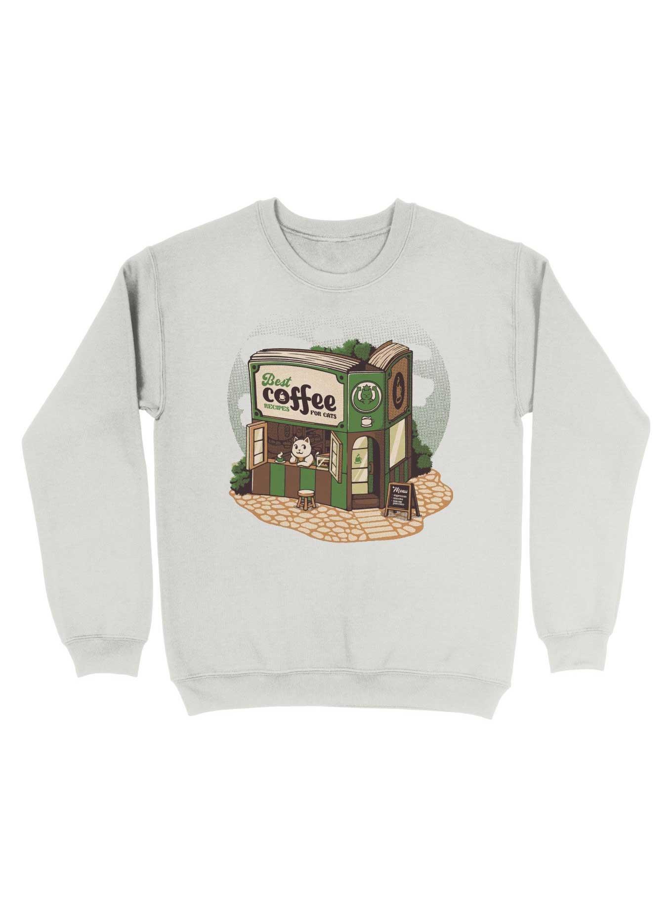 Coffeeshop Cats Bookstore Sweatshirt, WHITE, hi-res