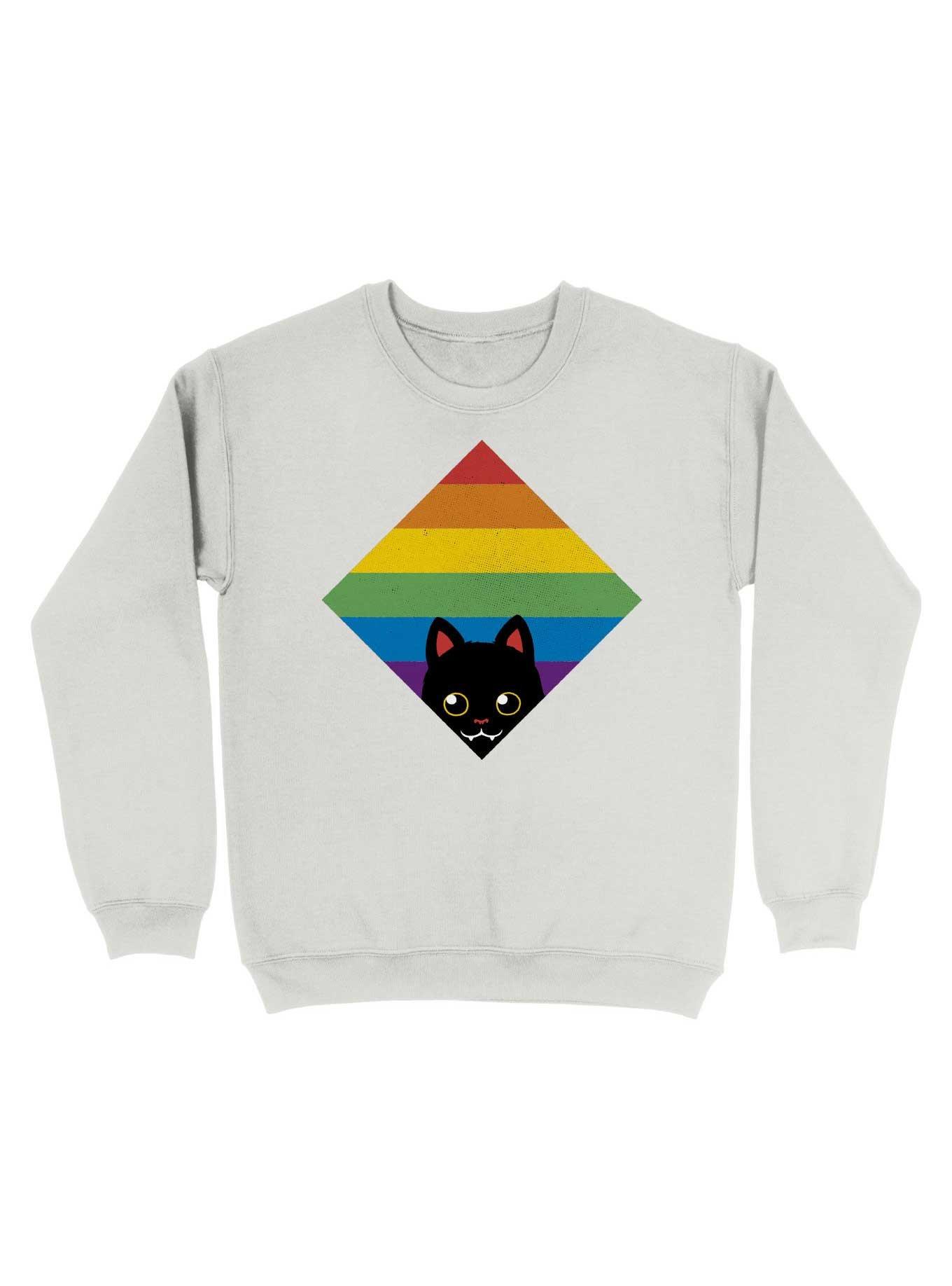 THRDLESS Peeking Cat Rainbow Pride Square Flag Sweatshirt