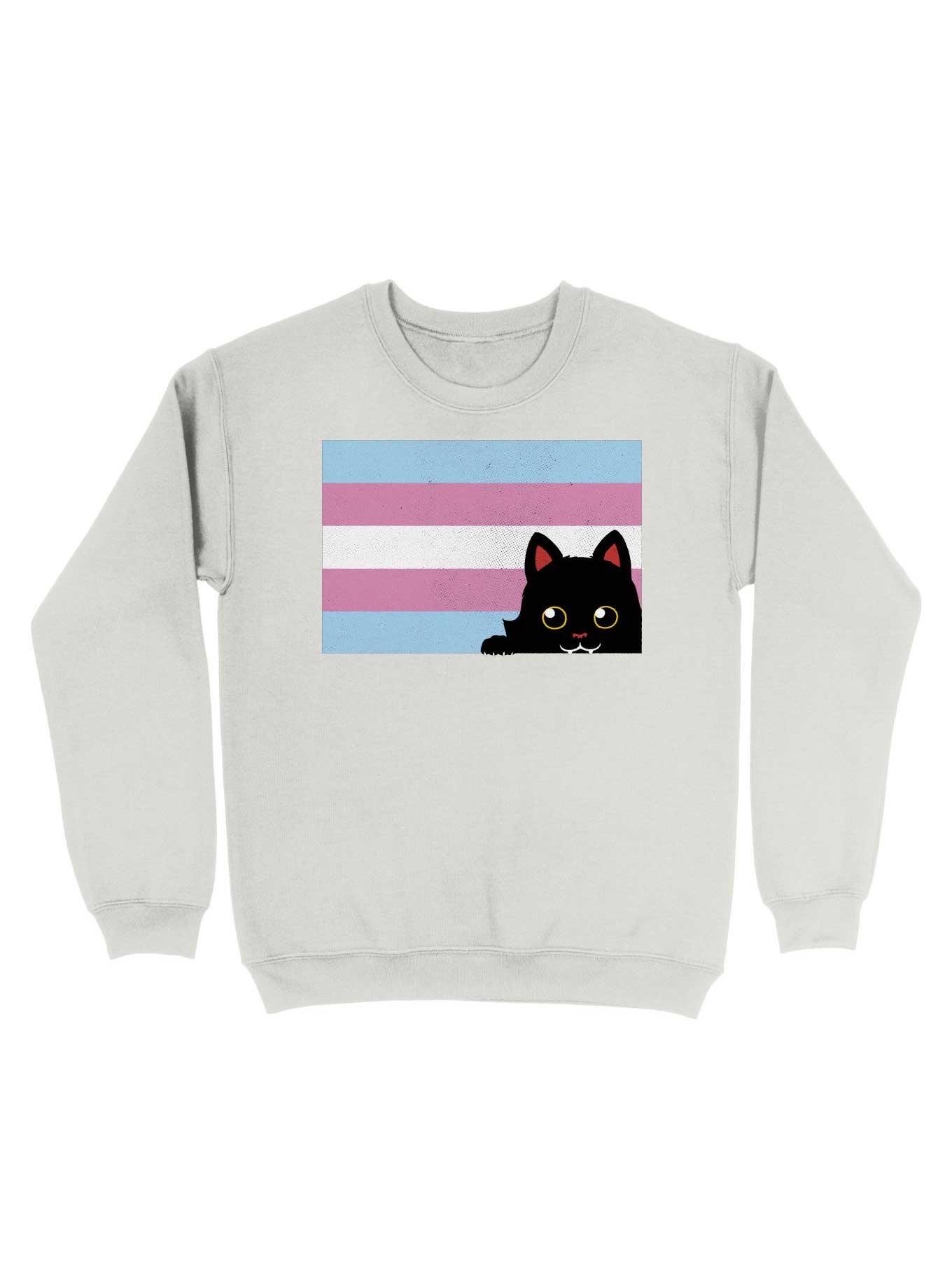 Peeking Cat Trans Flag Sweatshirt, , hi-res
