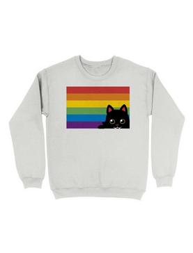 Peeking Cat Rainbow Pride Flag Sweatshirt, , hi-res