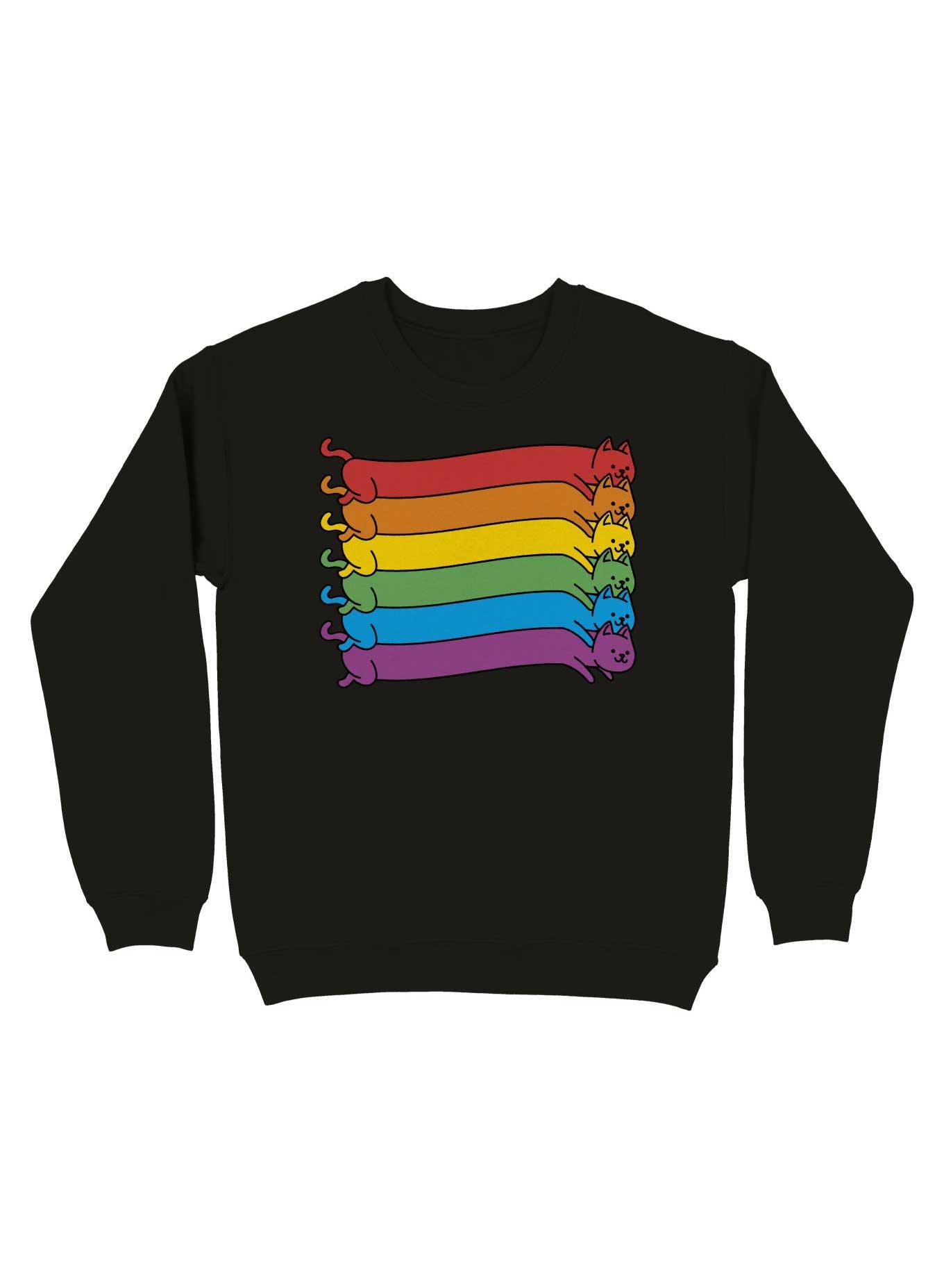Rainbow Cats Pride Flag Sweatshirt, BLACK, hi-res