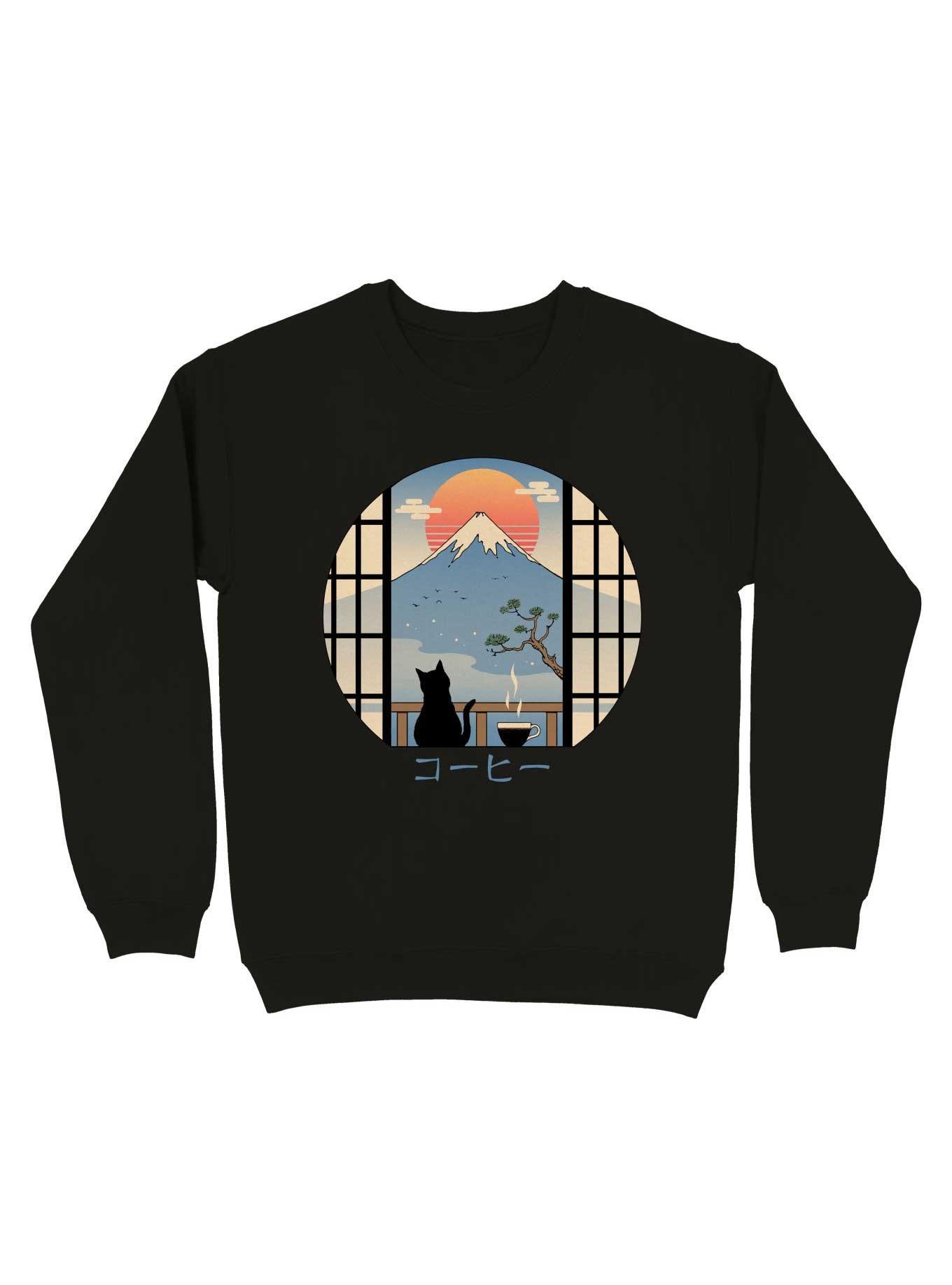 Coffee Cat In Mt. Fuji Sweatshirt