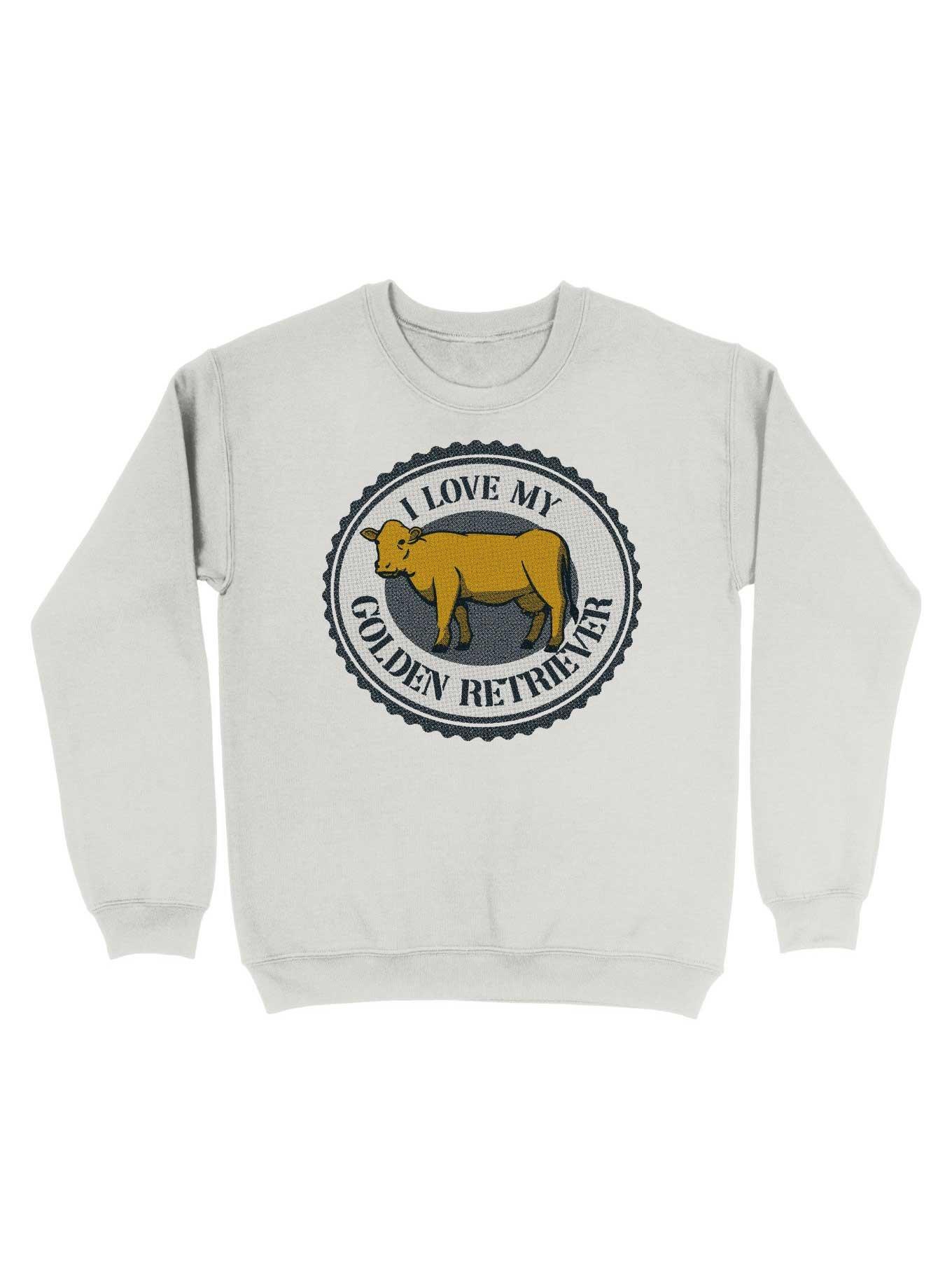 Golden Retriever Cow Sweatshirt, WHITE, hi-res
