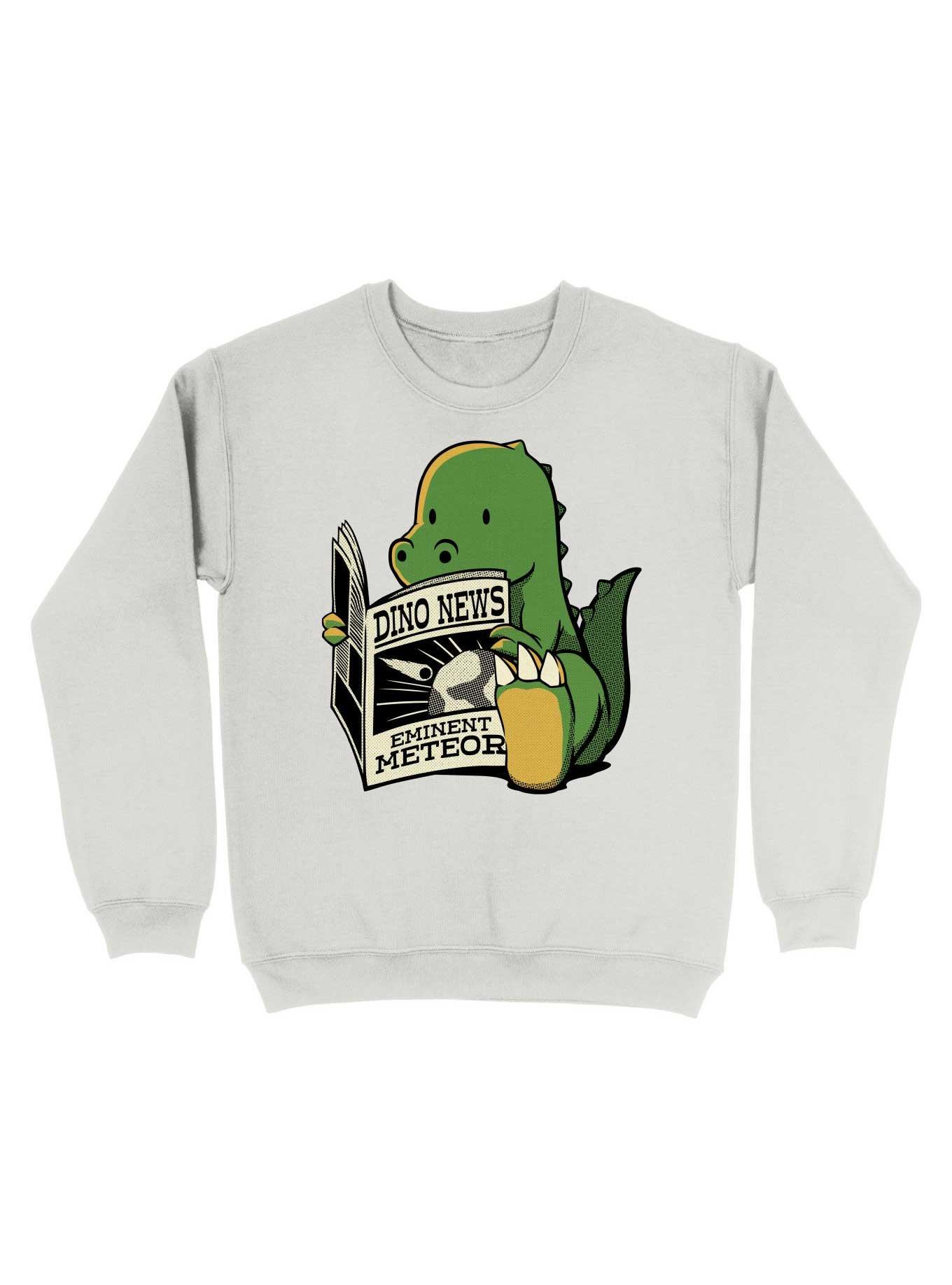Dinosaur Meteor Jurassic News Sweatshirt, WHITE, hi-res