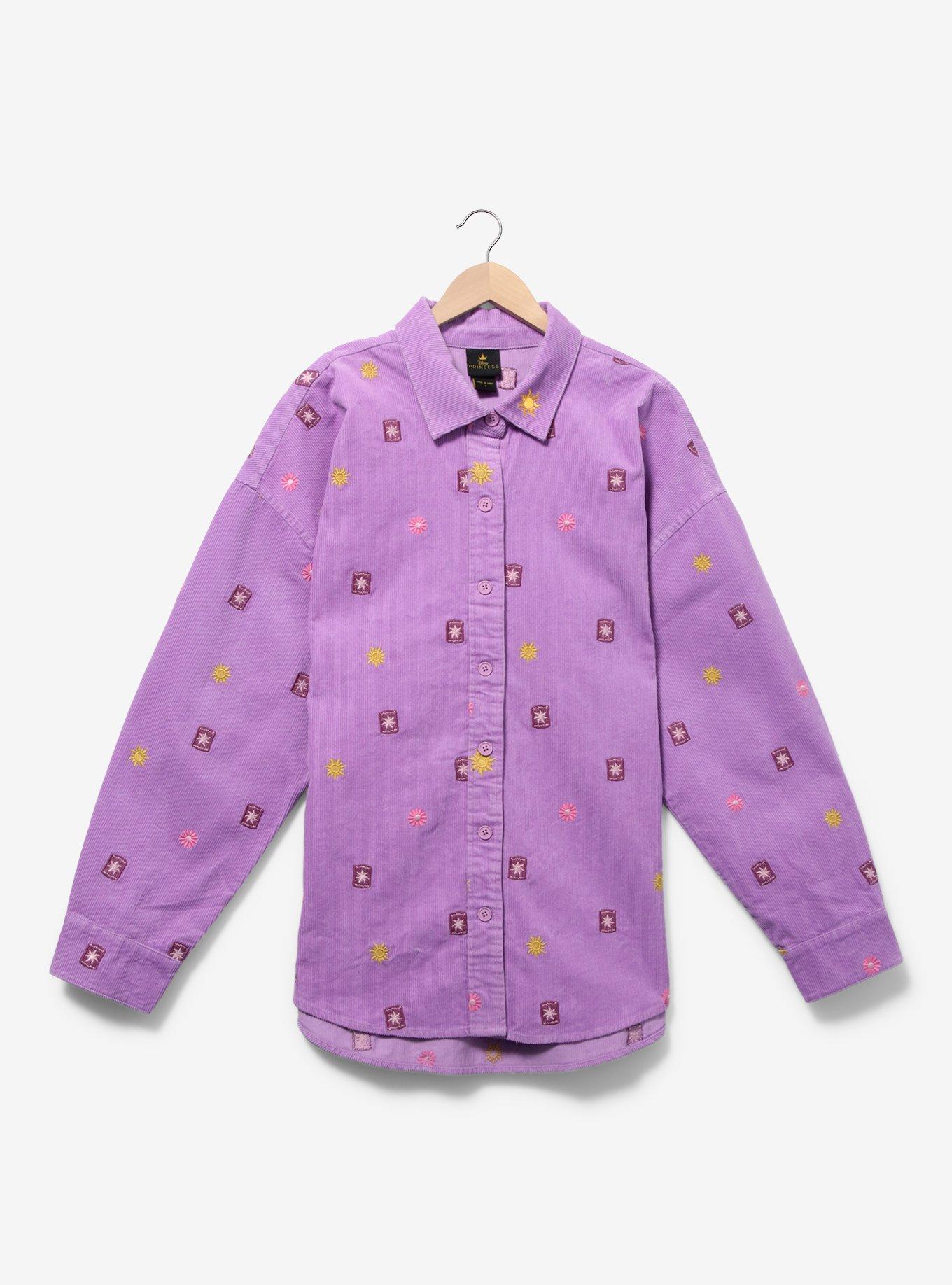 Disney Tangled Lanterns Corduroy Plus Size Button-Up Top - BoxLunch Exclusive, LILAC, hi-res