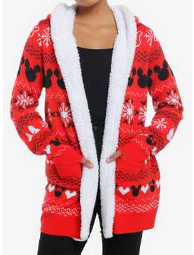 Disney Mickey Mouse & Minnie Mouse Fair Isle Sherpa Girls Open Cardigan, , hi-res