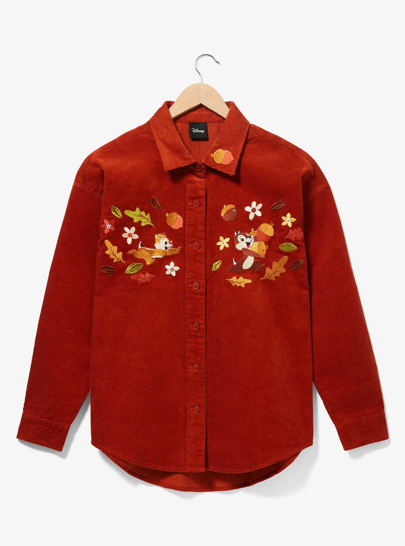Disney Chip & Dale Fall Foliage Corduroy Women's Button-Up Top - BoxLunch Exclusive, , hi-res