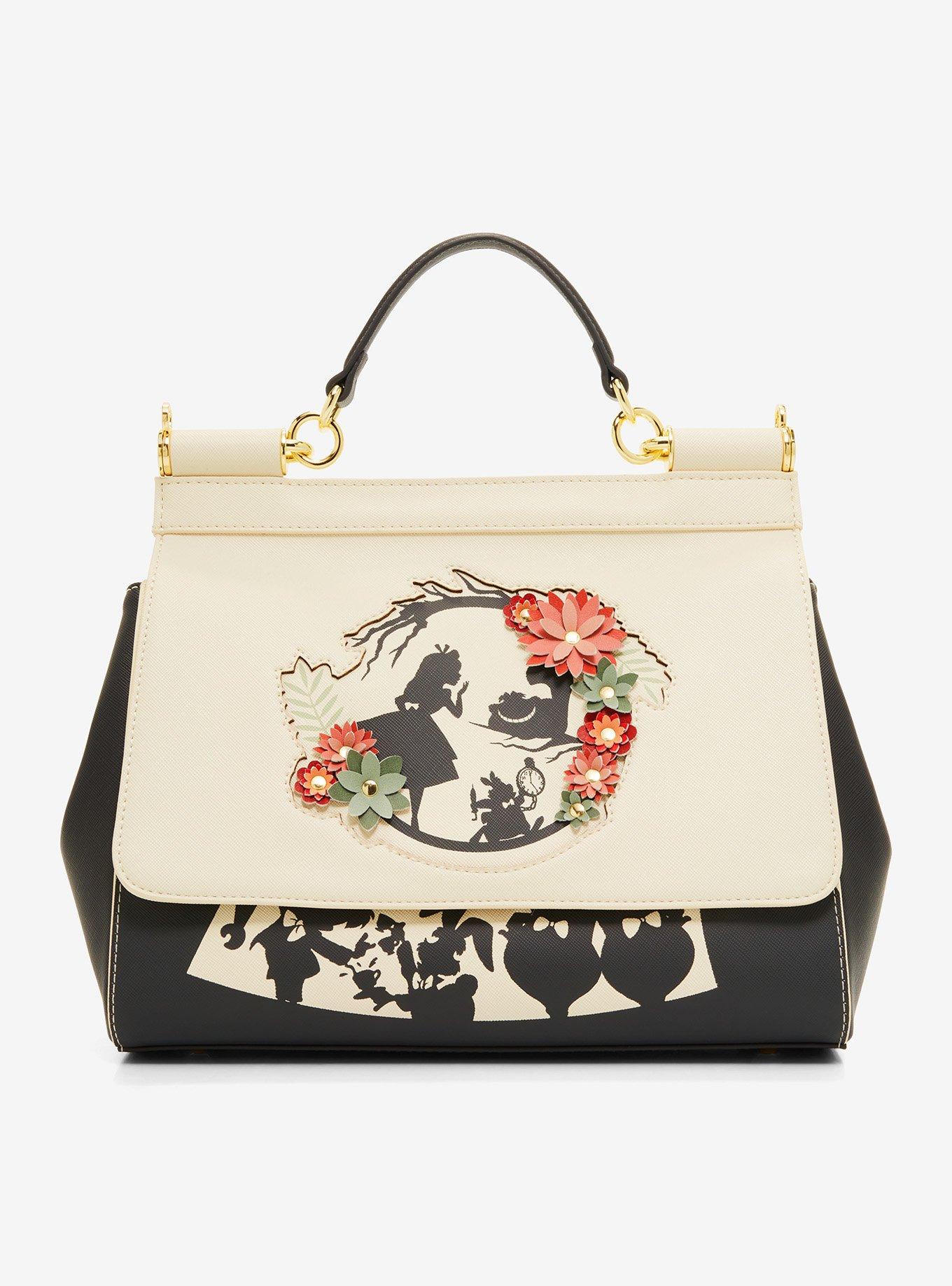 Loungefly Disney Alice in Wonderland Floral Silhouette Portrait Cream Handbag - BoxLunch Exclusive, , hi-res