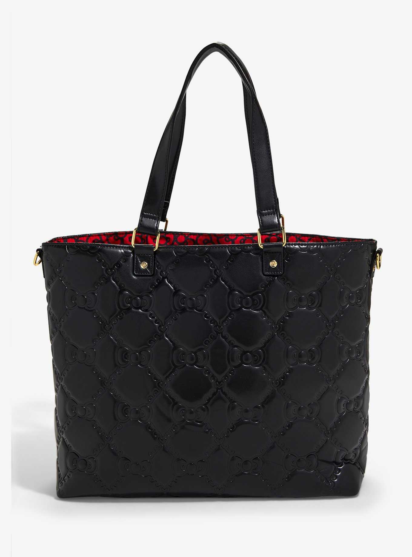 Hello Kitty Tote Bag Polyurethane Leather Shopping Bag with Zipper (Medium)