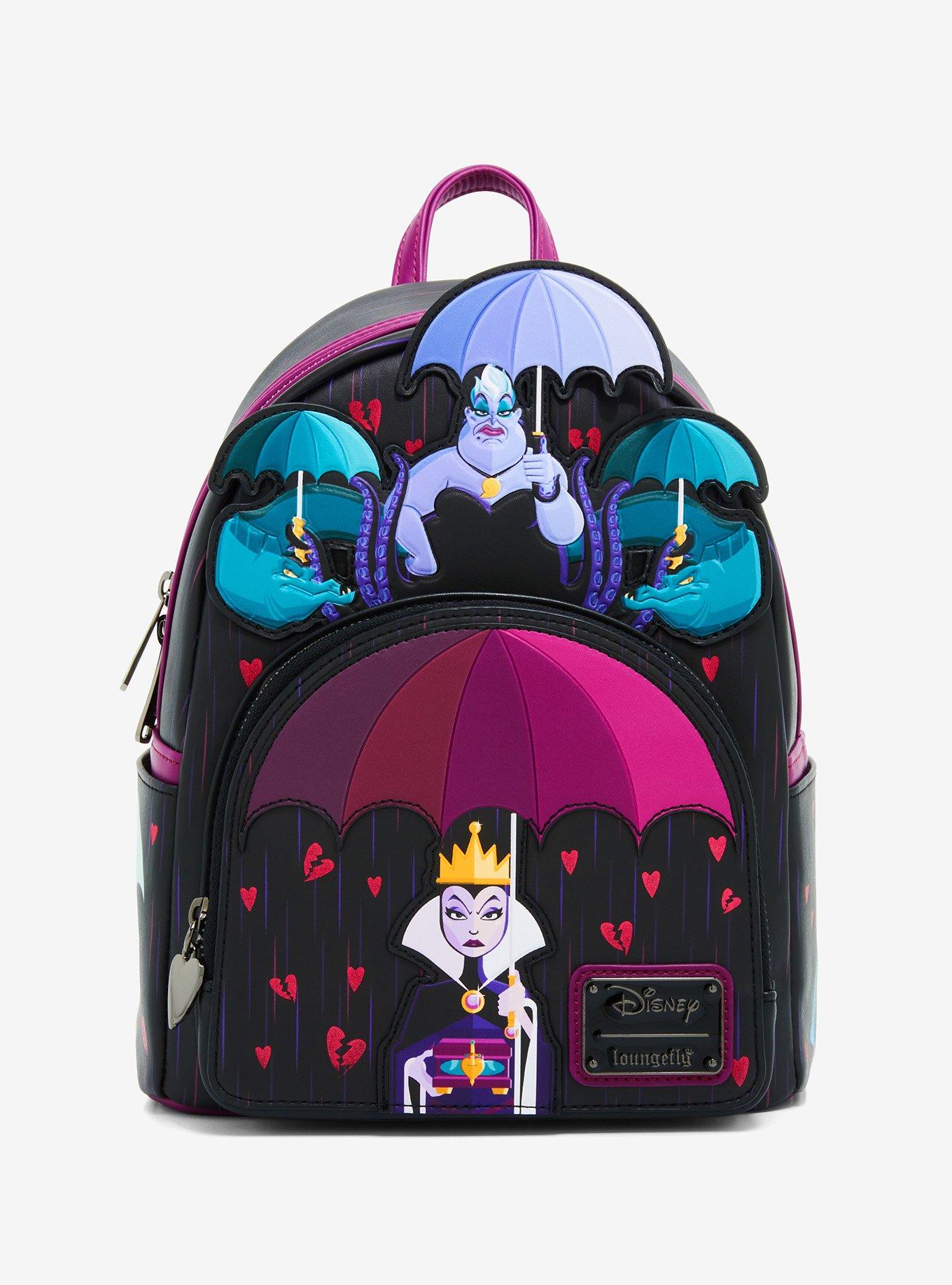 Loungefly Disney Villains Evil Queen and Ursula Curse Your Hearts Umbrella Mini Backpack BoxLunch