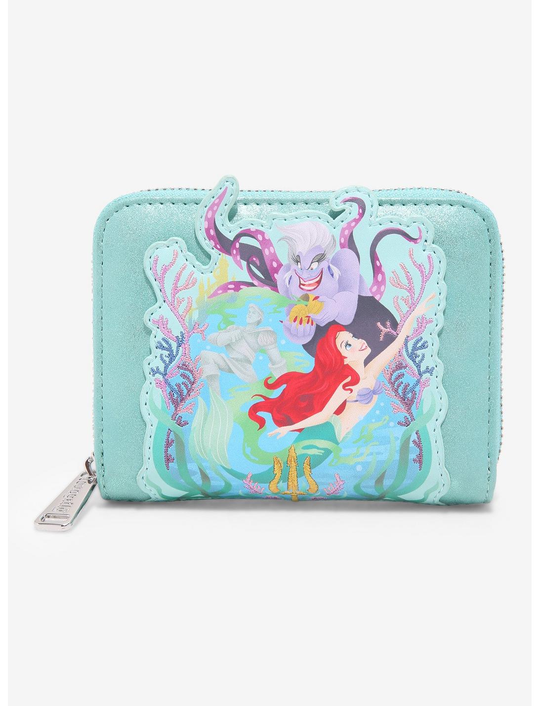 Loungefly Disney The Little Mermaid Glitter Portrait Small Zip Wallet - BoxLunch Exclusive, , hi-res