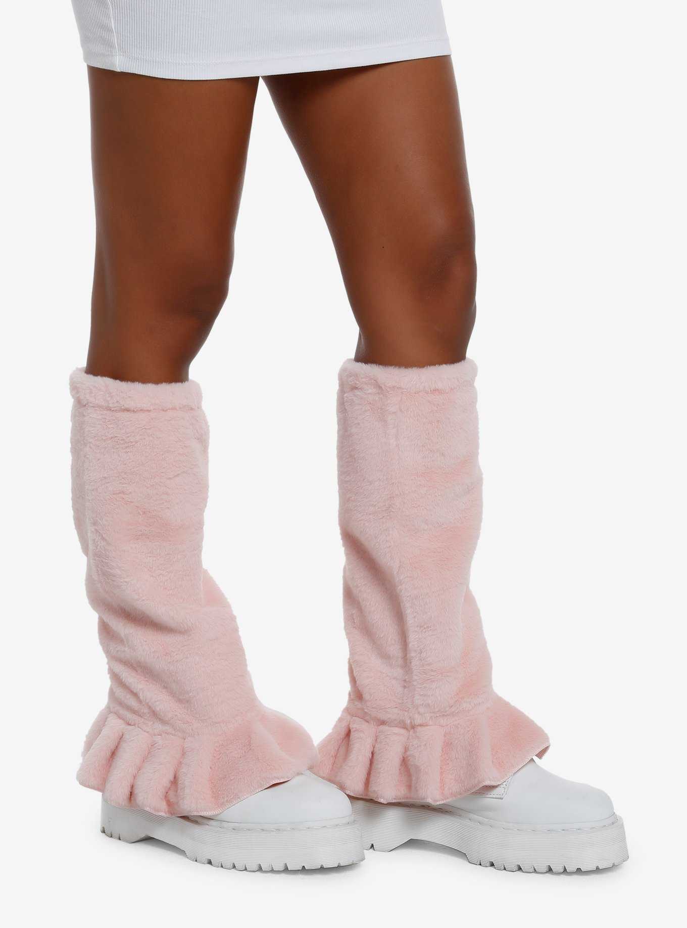 Pink Faux Fur Oversize Leg Warmers, , hi-res