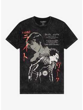 Death Note Light & Ryuk Metallic Print Dark Wash T-Shirt, , hi-res