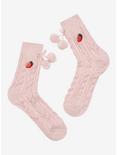 Strawberry Pom Chunky Knit Crew Socks, , hi-res