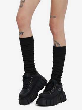 Black Slouchy Knee-High Socks, , hi-res