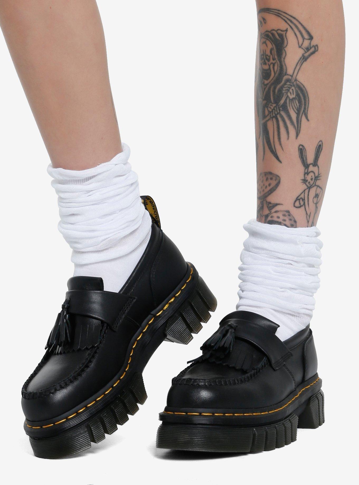 White Slouchy Ankle Socks, , hi-res