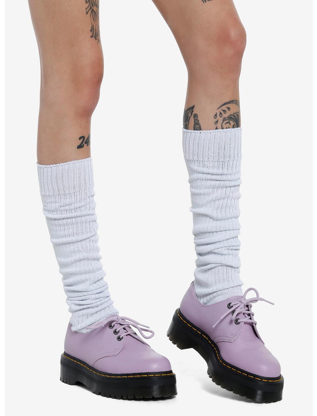 White Slouchy Knee-High Socks, , hi-res