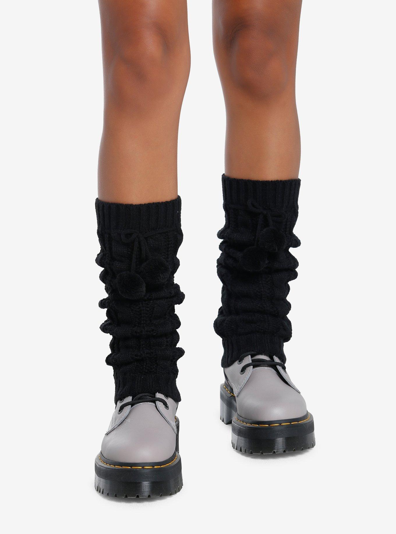 Black Cable Knit Leg Warmers