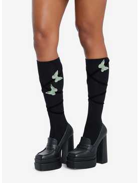 Butterfly Lace-Up Knee-High Socks, , hi-res
