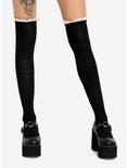 Black & Cream Knit Lace Knee-High Socks, , hi-res