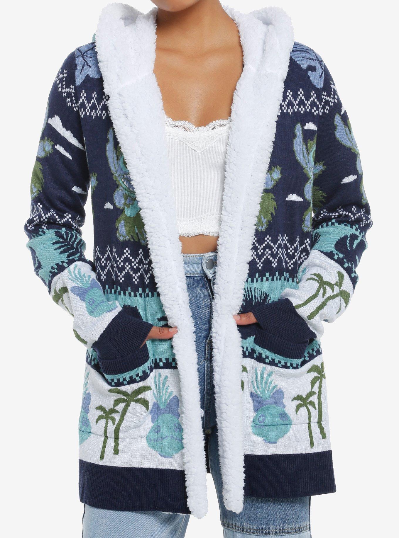 Disney Stitch Fair Isle Sherpa Girls Open Cardigan, MULTI, hi-res