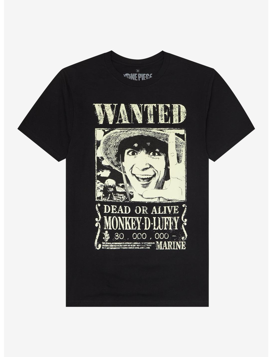 One Piece Luffy Live Action Wanted Poster T-Shirt, BLACK, hi-res