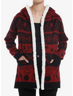 Harry Potter Deathly Hallows Fair Isle Sherpa Open Cardigan, , hi-res