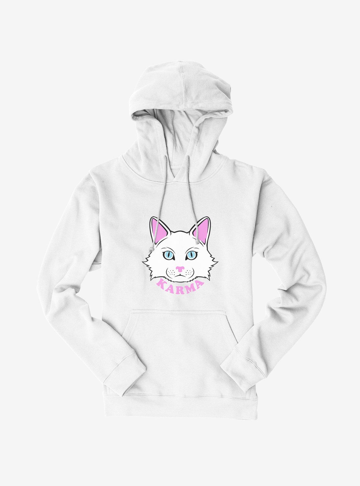 Karma Cat Hoodie, WHITE, hi-res