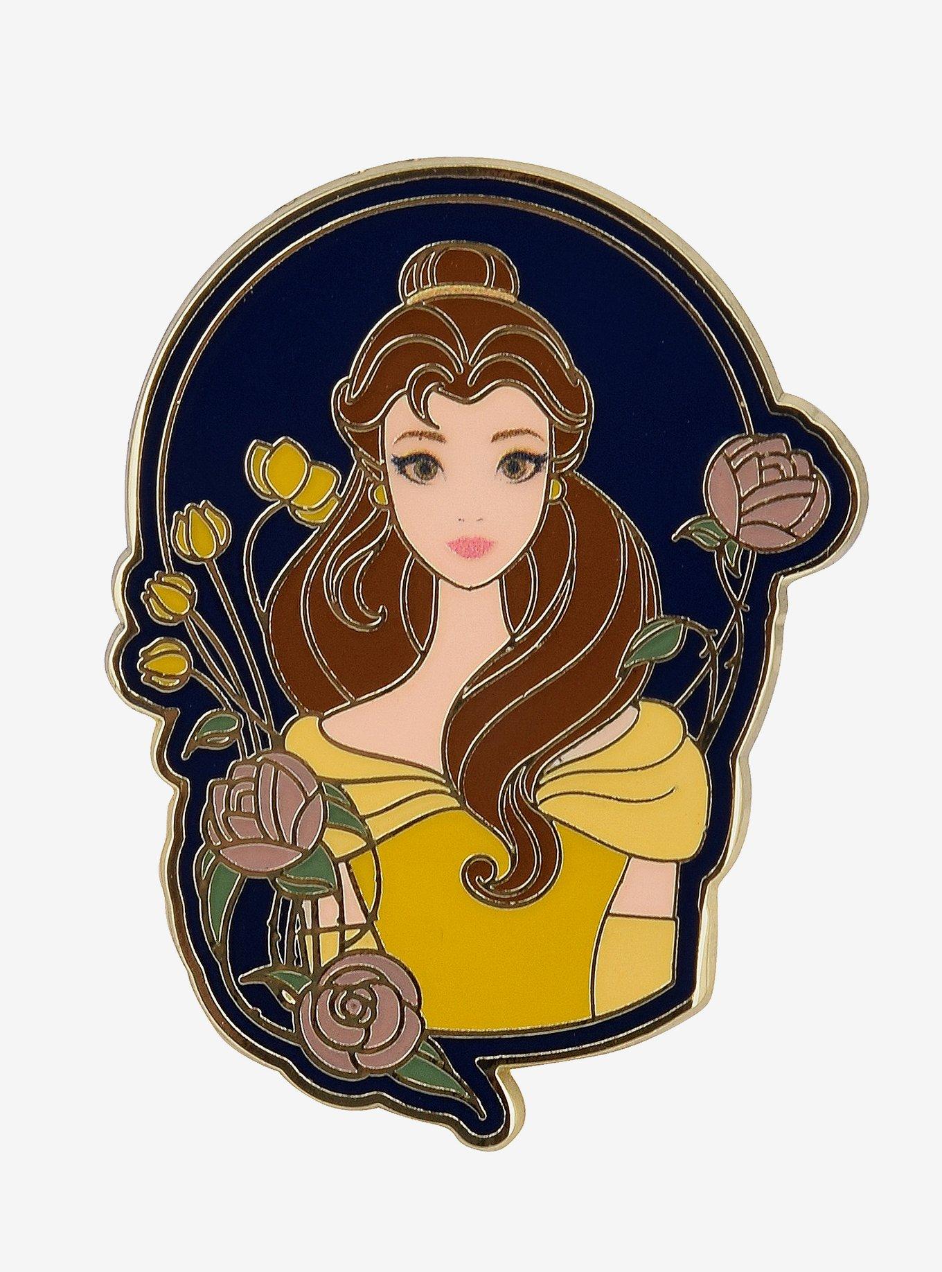 ★Belle★ Disney Beauty and the Beast Belle Floral Portrait Enamel Pin