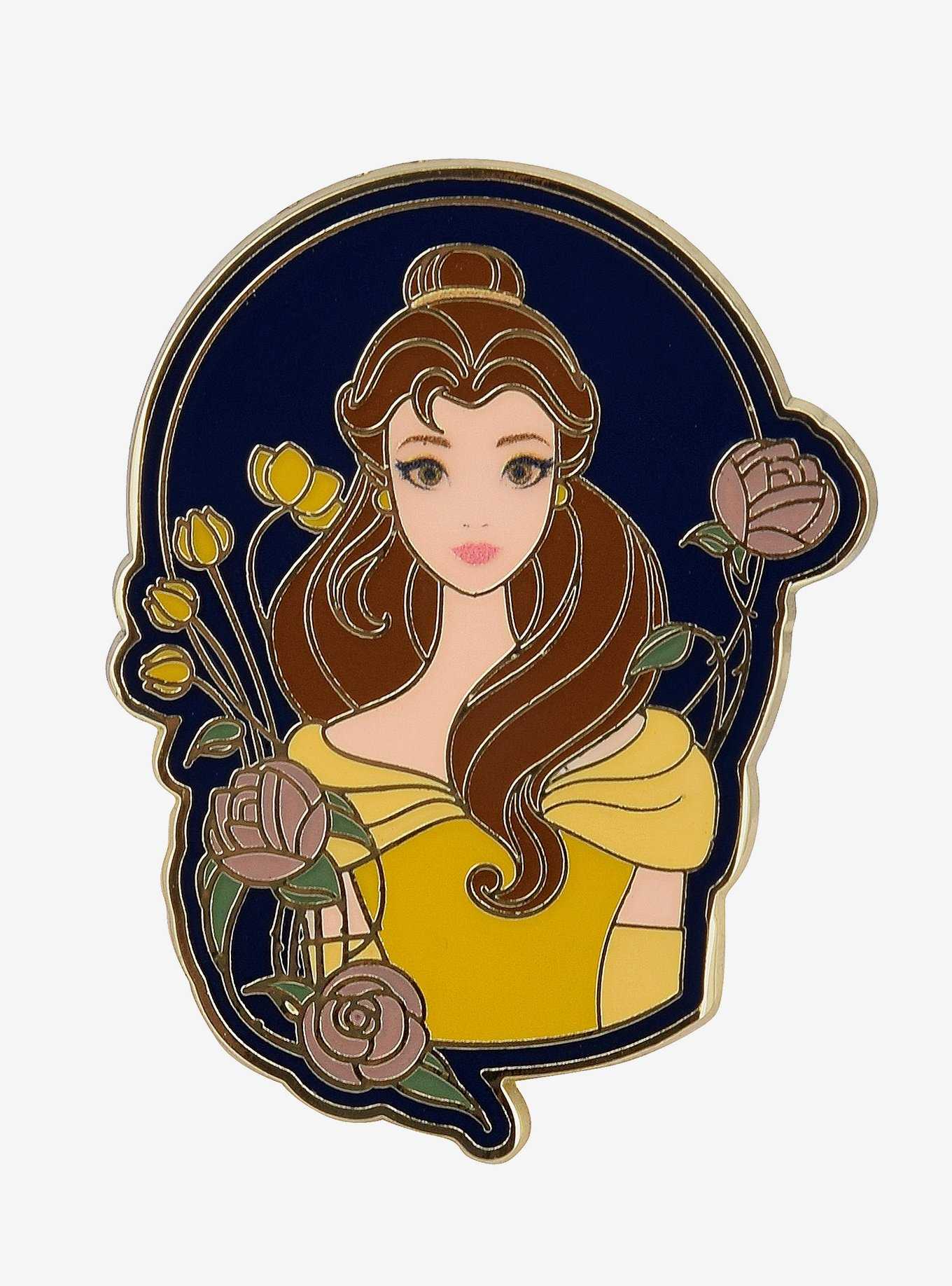 Disney Beauty and the Beast Belle Floral Portrait Enamel Pin - BoxLunch Exclusive, , hi-res