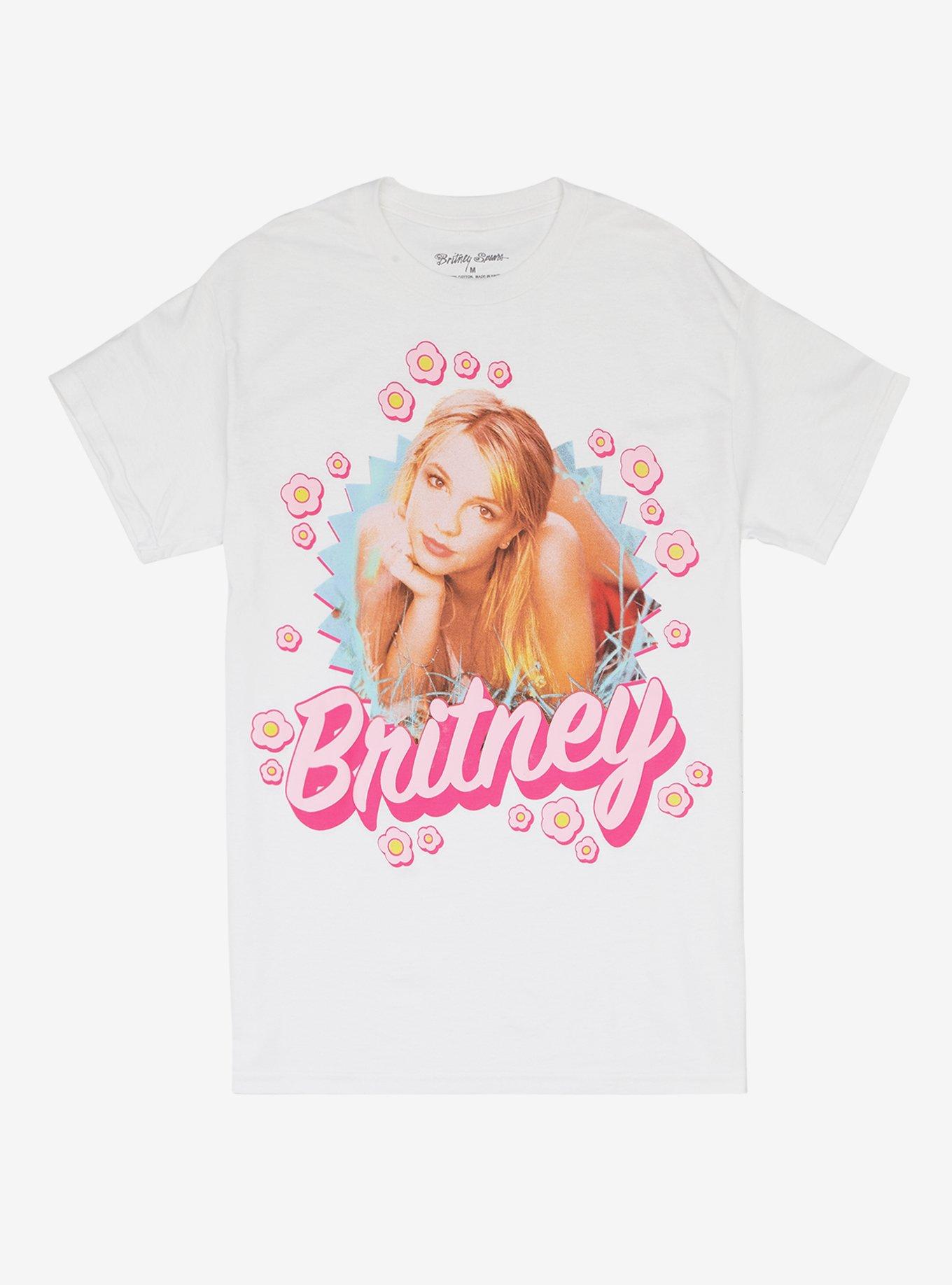 Britney Spears Flowers Boyfriend Fit Girls T-Shirt, BRIGHT WHITE, hi-res
