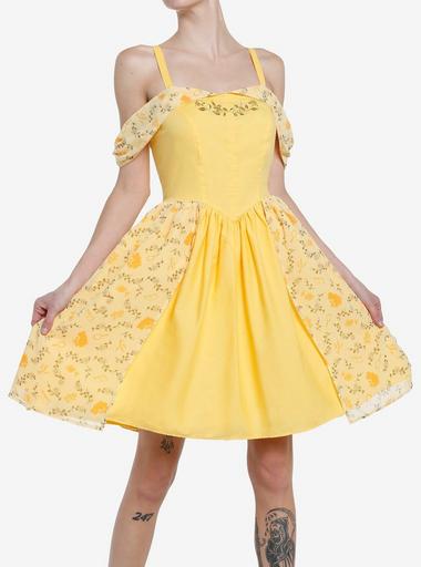 Her Universe Disney Beauty And The Beast Belle Cold Shoulder Dress | Hot  Topic