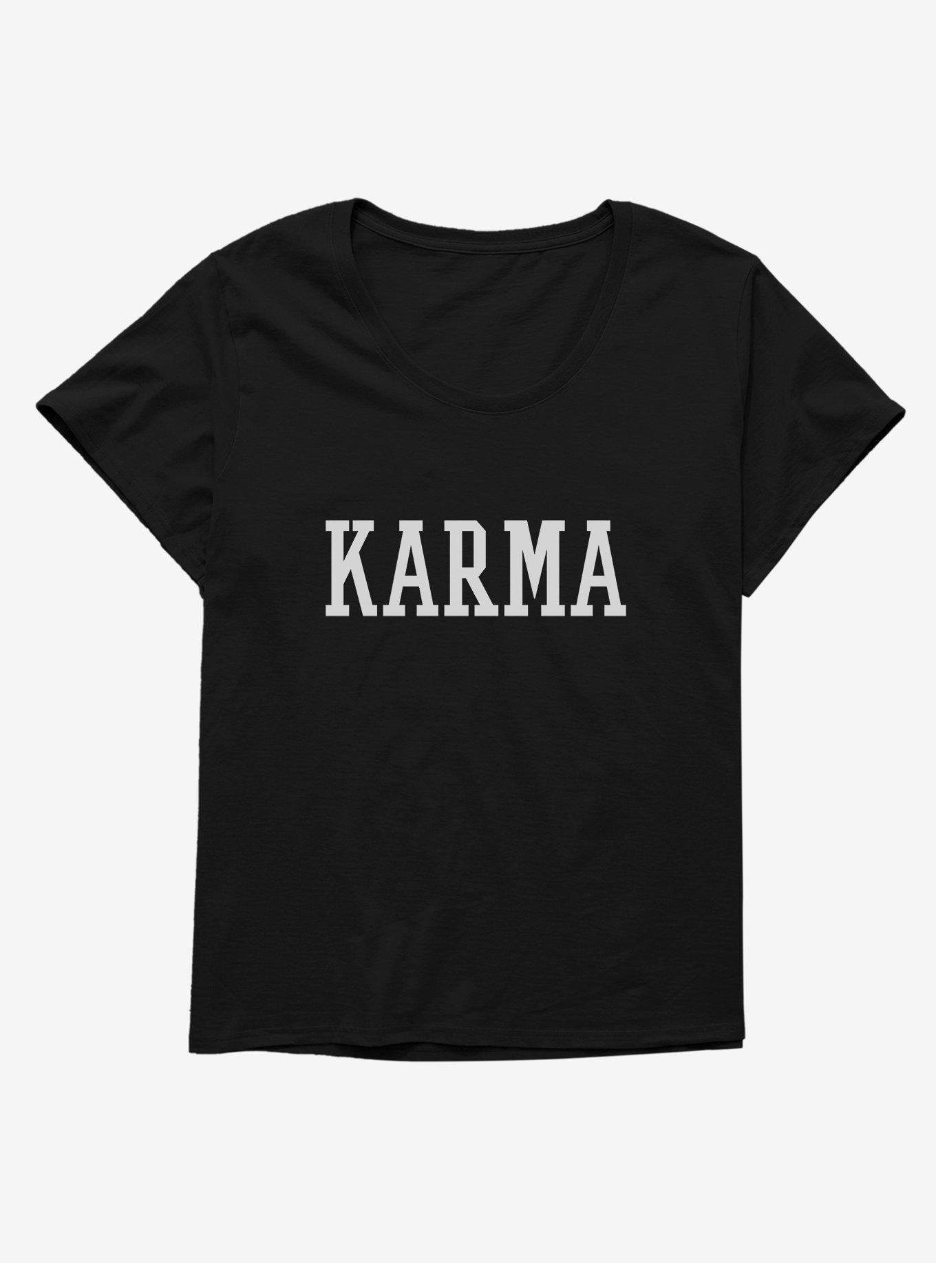 Karma Collegiate Text Womens T-Shirt Plus Size, BLACK, hi-res