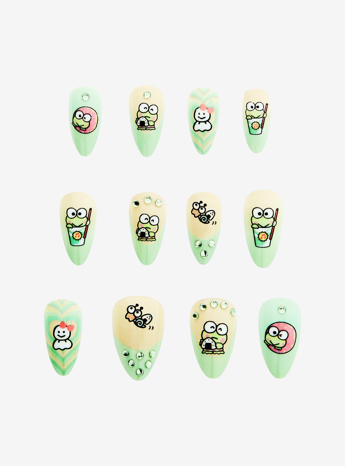 Keroppi French Tip Faux Nail Set, , hi-res