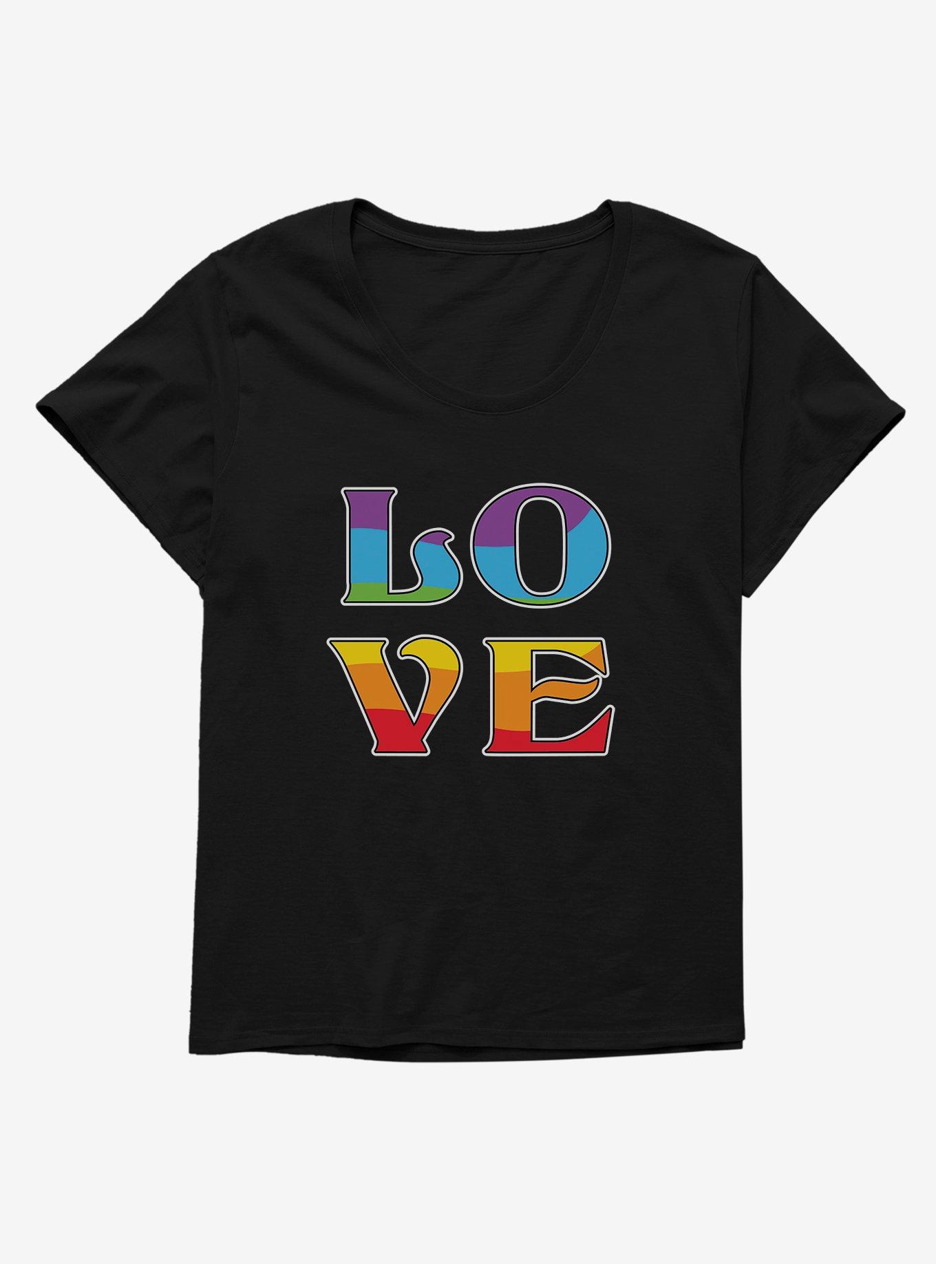 Pride Love Rainbow Girls T-Shirt Plus Size, BLACK, hi-res