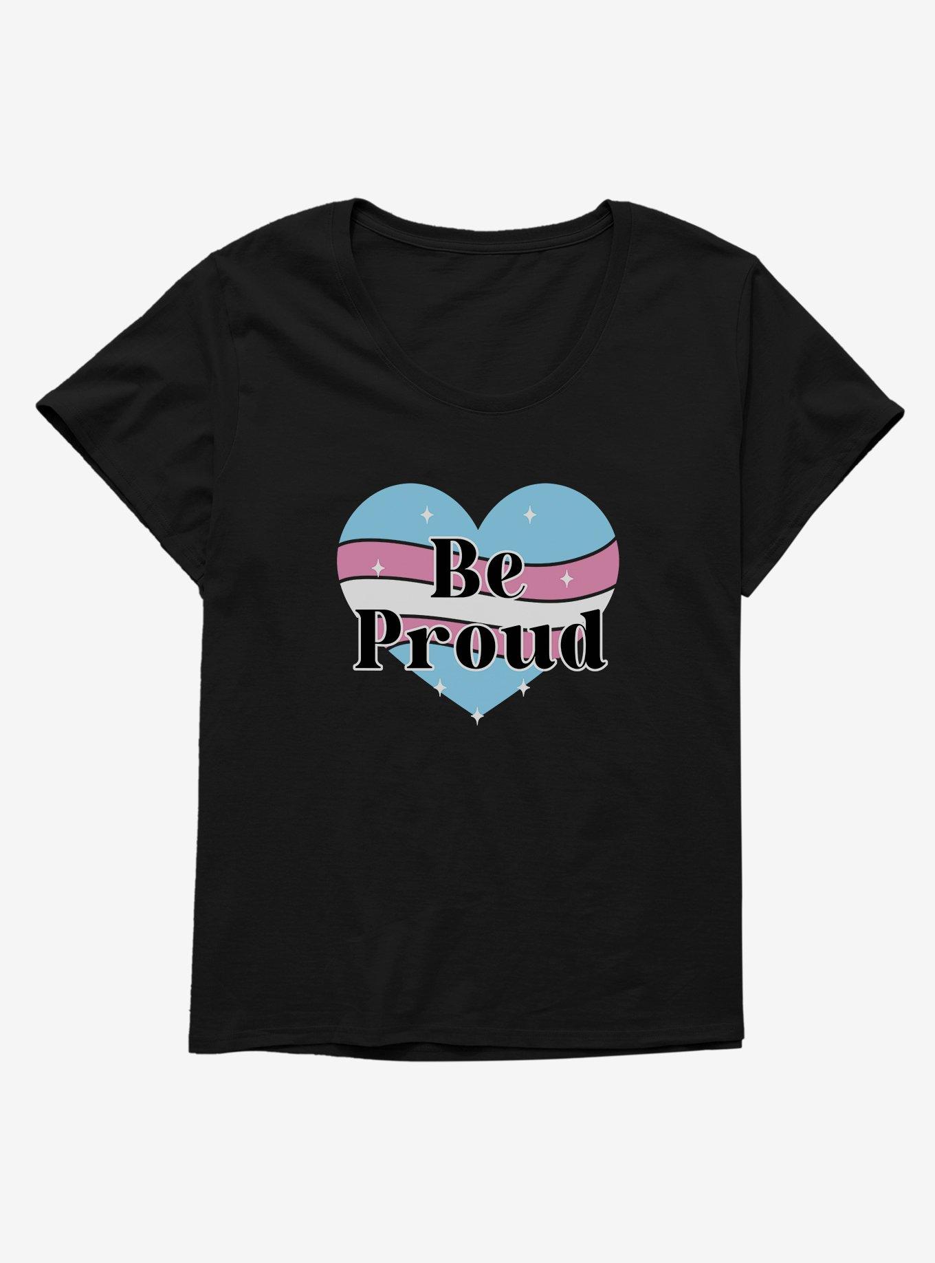 Pride Be Proud Heart Transgender Colors Girls T-Shirt Plus Size, BLACK, hi-res