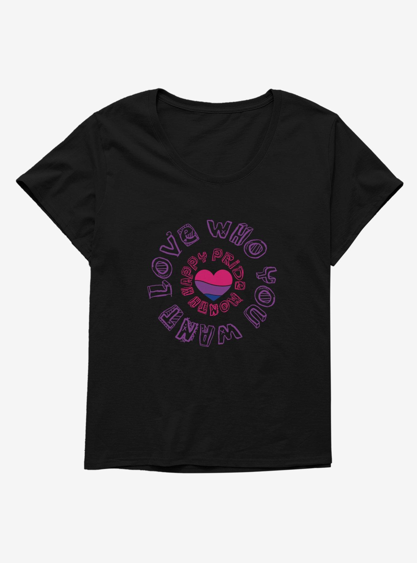 Pride Bisexual Heart Love Who You Want Girls T-Shirt Plus