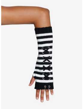 Black & White Lace-Up Hardware Arm Warmers, , hi-res