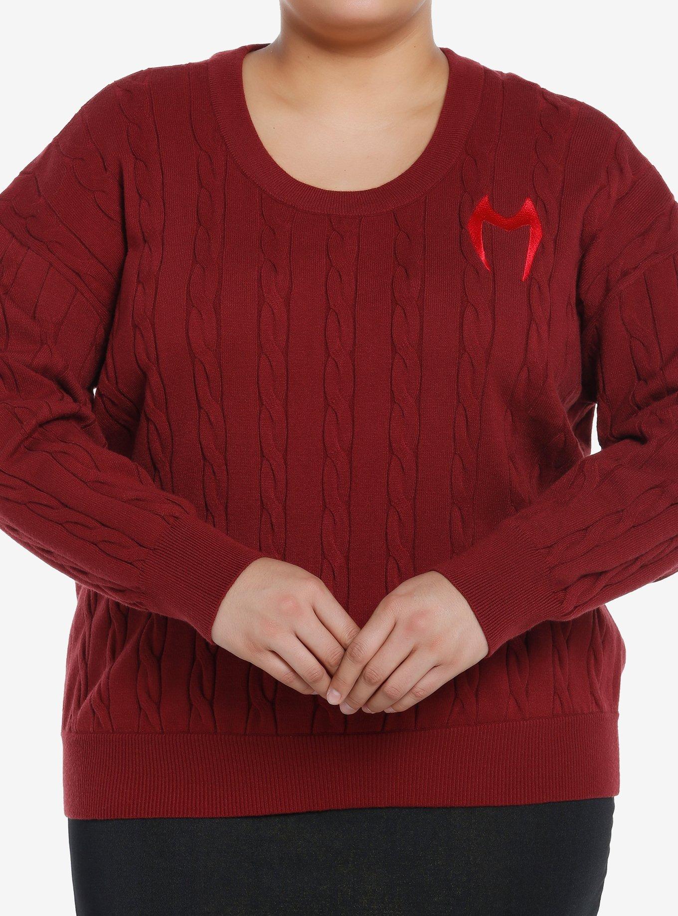 Her Universe Marvel Scarlet Witch Knit Sweater Plus Size Her Universe Exclusive, DRIED CRANBERRY BURGUNDY, hi-res