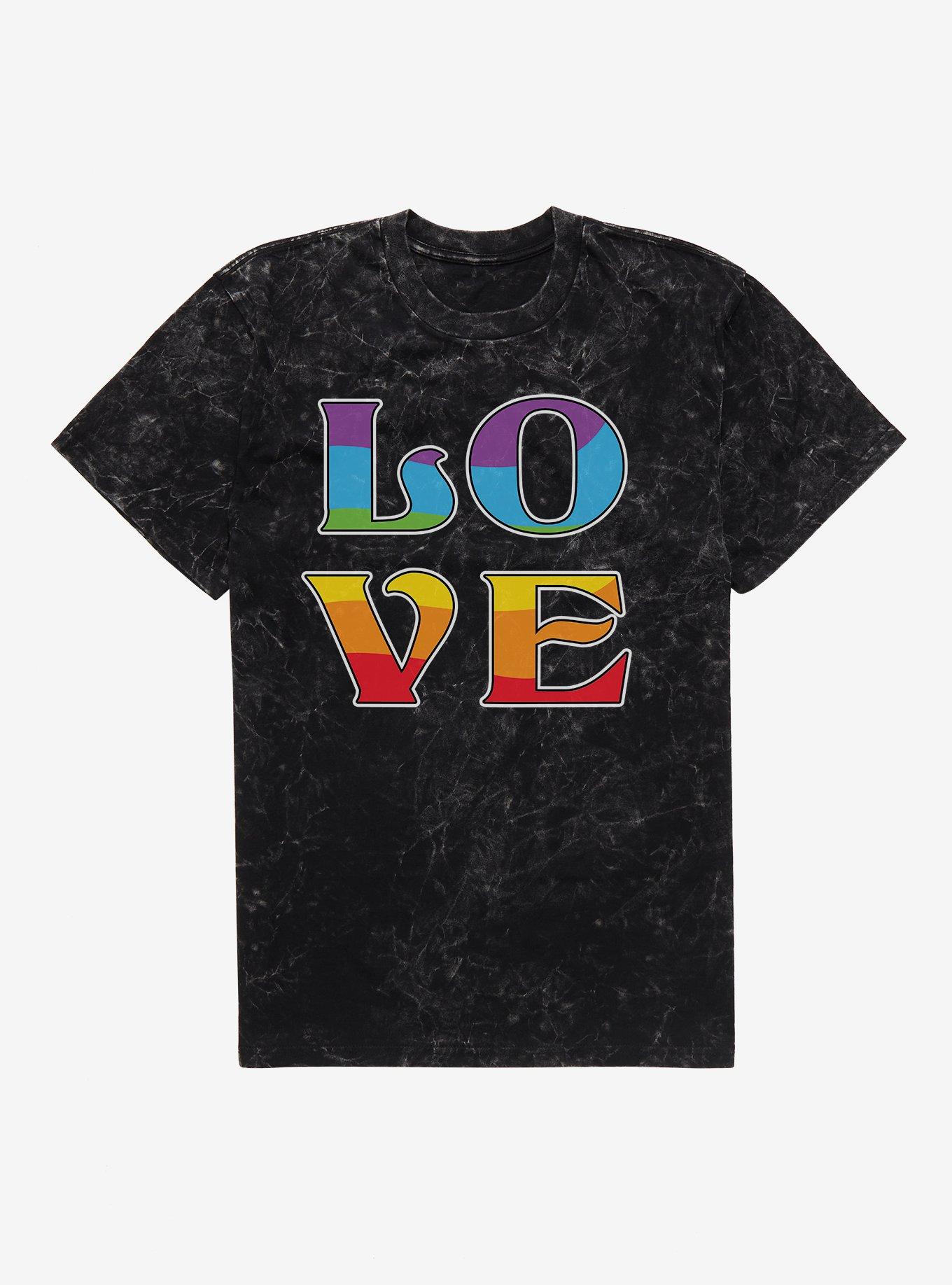 Pride Love Rainbow Mineral Wash T-Shirt, BLACK MINERAL WASH, hi-res