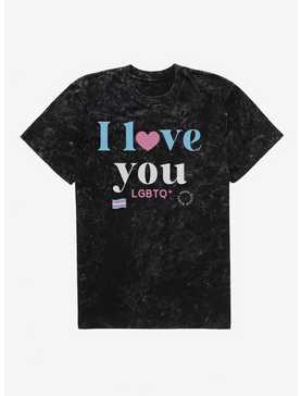 Pride I Love You Transgender Flag Mineral Wash T-Shirt, , hi-res
