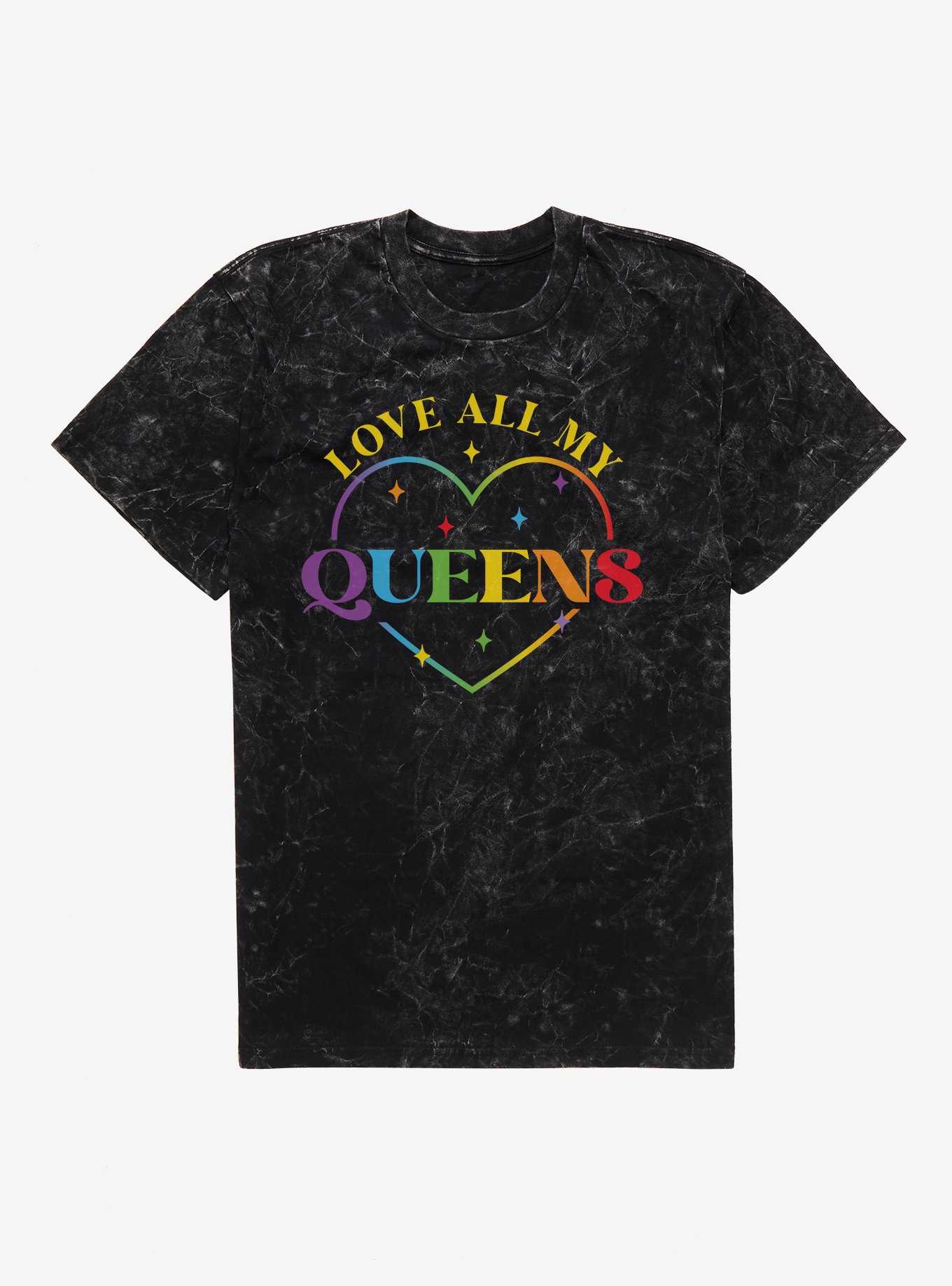 Pride Love All My Queens Heart Mineral Wash T-Shirt, , hi-res